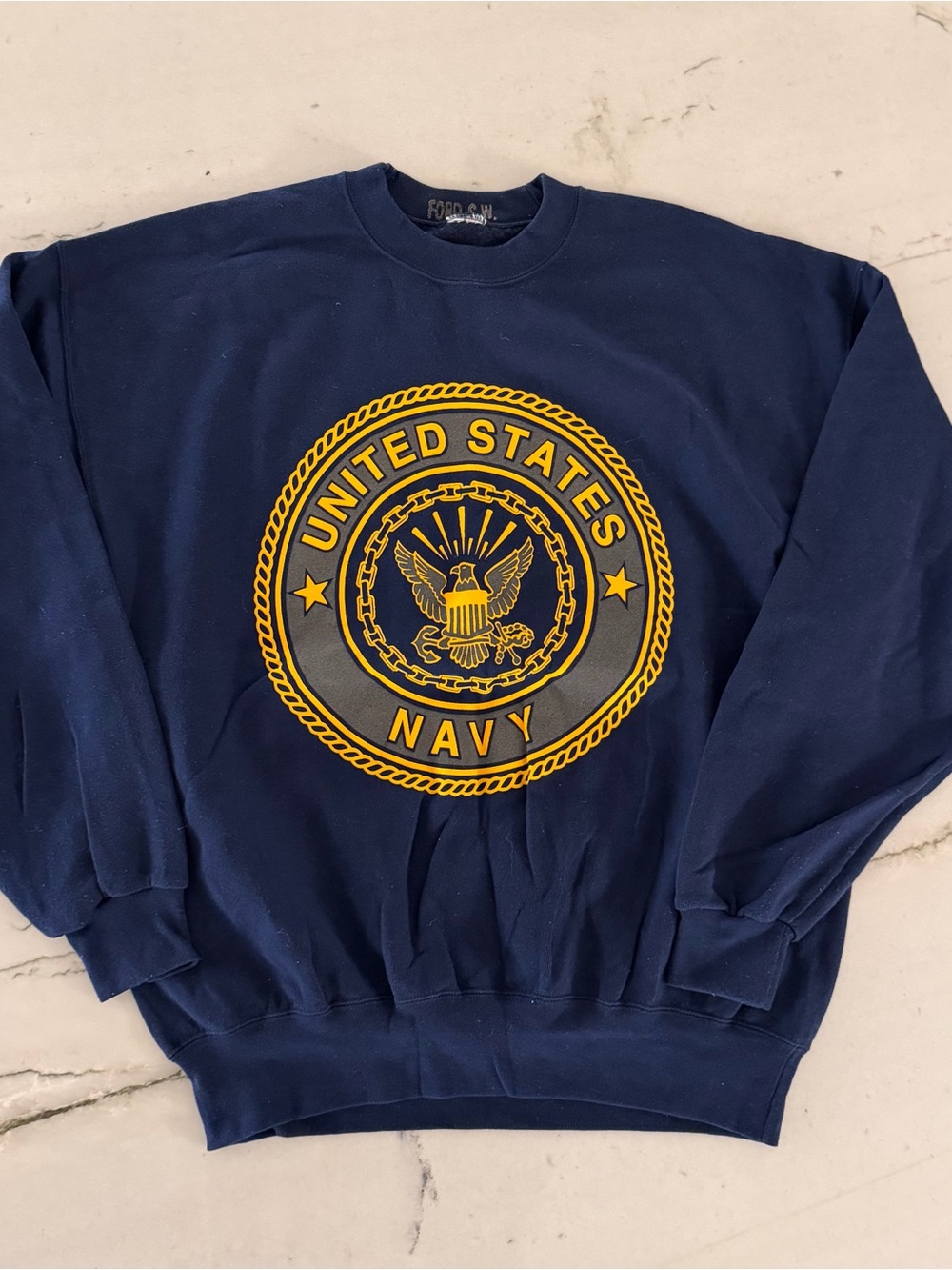 US Navy Sweatshirt OCS Front Back Graphics Soffe Sweats L USA Made Vintage 90s
